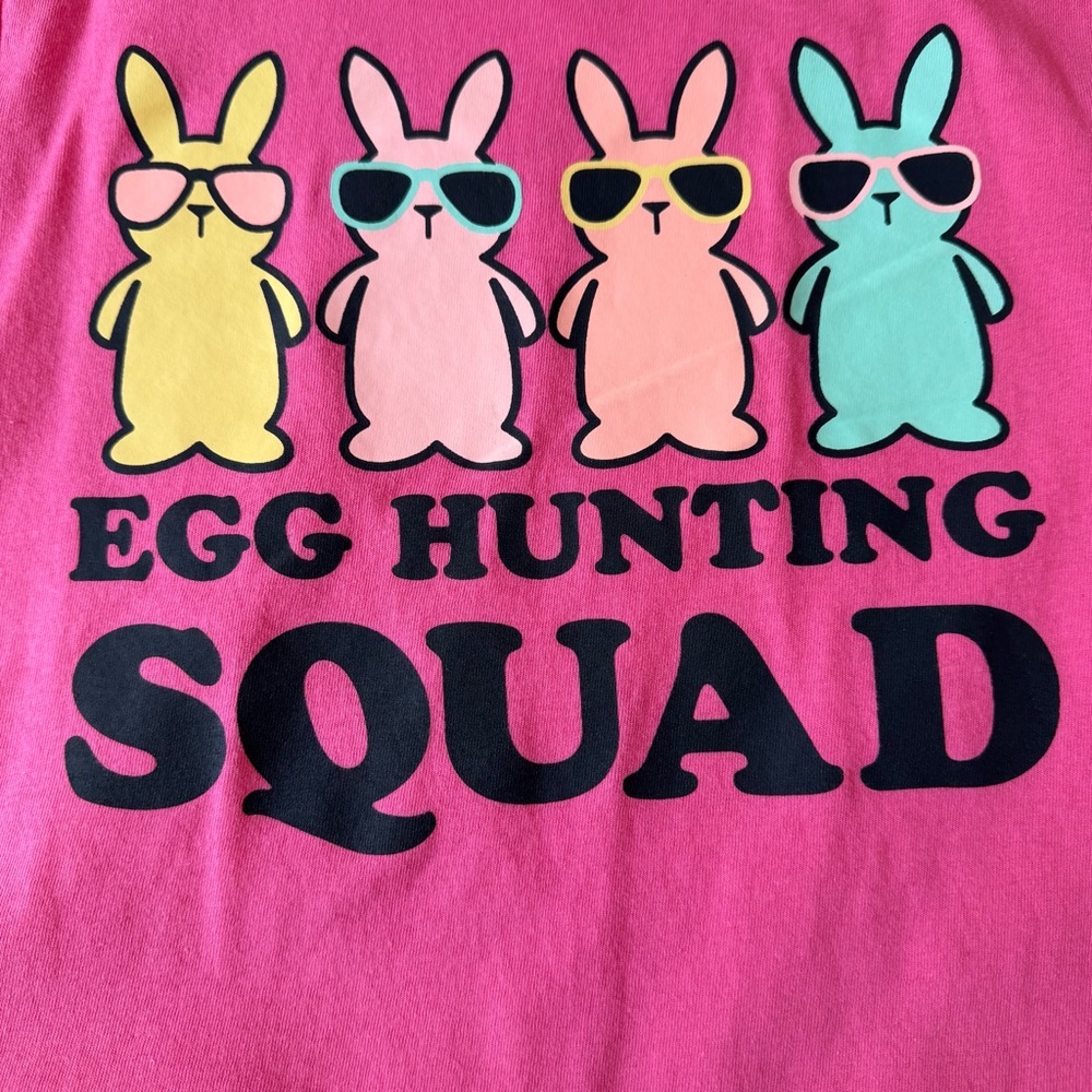 4/$25 The Children’s Place Kids "Egg Hunting Squad" Pink Graphic Tee Size 10-12 - Picture 3 of 4